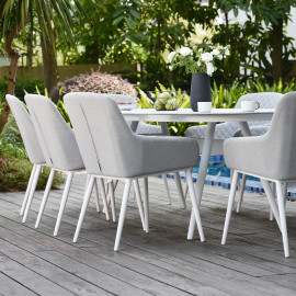 Zest 8 Seat Oval Dining Set / Lead Chine