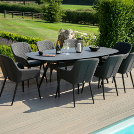 Zest 8 Seat Oval Dining Set / Charcoal