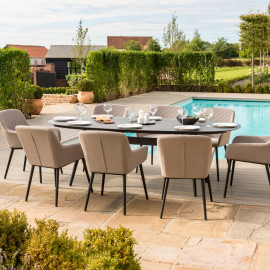 Zest 8 Seat Oval Dining Set / Taupe