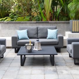 Ethos 2 Seat Sofa Set with Coffee Table / Flanelle
