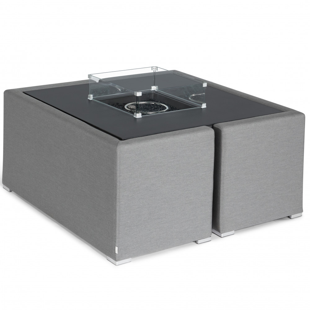 Fuzion Cube Sofa Set with Fire Pit / Flanelle