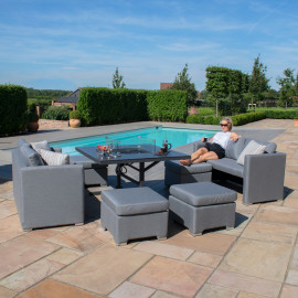 Fuzion Cube Sofa Set with Fire Pit / Flanelle