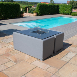 Fuzion Cube Sofa Set with Fire Pit / Flanelle