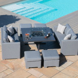 Fuzion Cube Sofa Set with Fire Pit / Flanelle