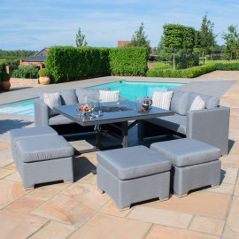 Fuzion Cube Sofa Set with Fire Pit / Flanelle