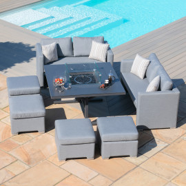 Fuzion Cube Sofa Set with Fire Pit / Flanelle