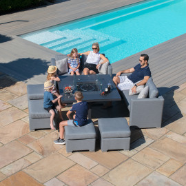 Fuzion Cube Sofa Set with Fire Pit / Flanelle