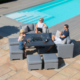 Fuzion Cube Sofa Set with Fire Pit / Flanelle