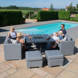 Fuzion Cube Sofa Set with Fire Pit / Flanelle