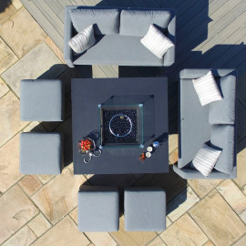 Fuzion Cube Sofa Set with Fire Pit / Flanelle