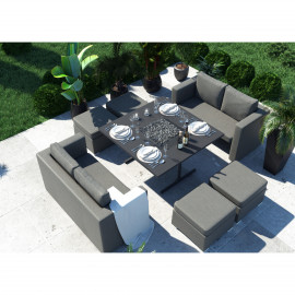 Fuzion Cube Sofa Set with Fire Pit / Flanelle