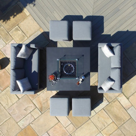 Fuzion Cube Sofa Set with Fire Pit / Flanelle