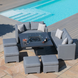Fuzion Cube Sofa Set with Fire Pit / Flanelle