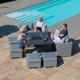 Fuzion Cube Sofa Set with Fire Pit / Flanelle