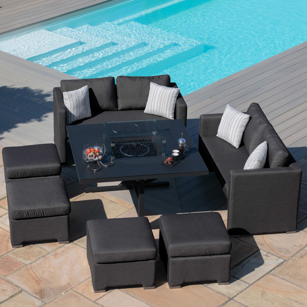Fuzion Cube Sofa Set with Fire Pit / Charcoal