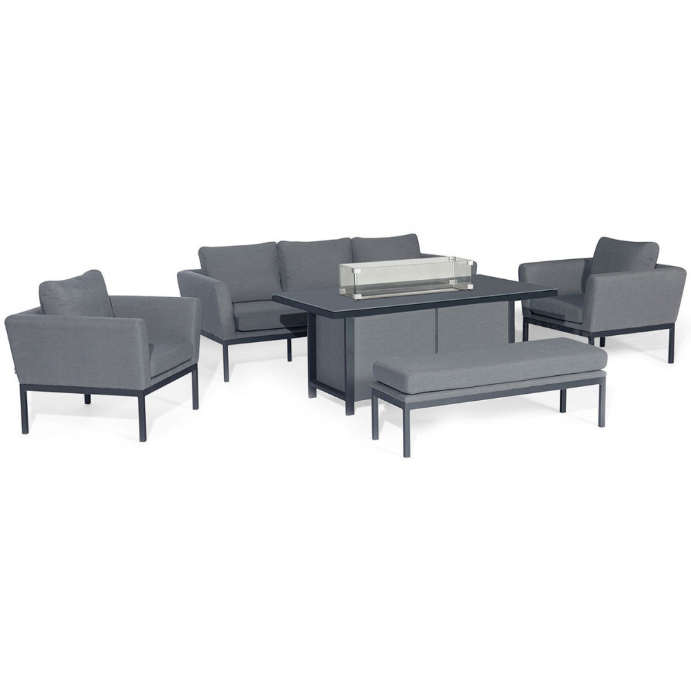 Pulse 3 Seat Sofa Set with Fire Pit Table / Flanelle