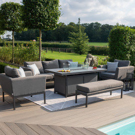 Pulse 3 Seat Sofa Set with Fire Pit Table / Flanelle