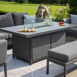 Pulse 3 Seat Sofa Set with Fire Pit Table / Flanelle