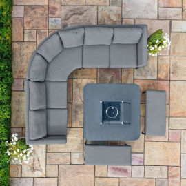 Pulse Deluxe Square Corner Dining Set - with Fire Pit Table / Flanelle
