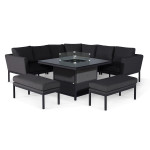 Pulse Deluxe Square Corner Dining Set - with Fire Pit Table / Charcoal