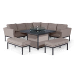 Pulse Deluxe Square Corner Dining Set - with Fire Pit Table / Taupe