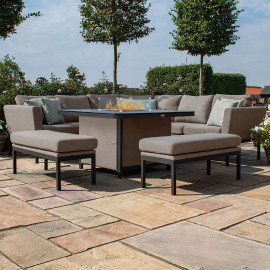 Pulse Deluxe Square Corner Dining Set - with Fire Pit Table / Taupe