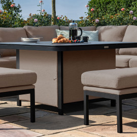 Pulse Deluxe Square Corner Dining Set - with Fire Pit Table / Taupe