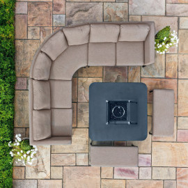 Pulse Deluxe Square Corner Dining Set - with Fire Pit Table / Taupe