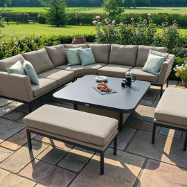 Pulse Deluxe Square Corner Dining Set with Rising Table / Taupe