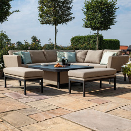 Pulse Deluxe Square Corner Dining Set with Rising Table / Taupe