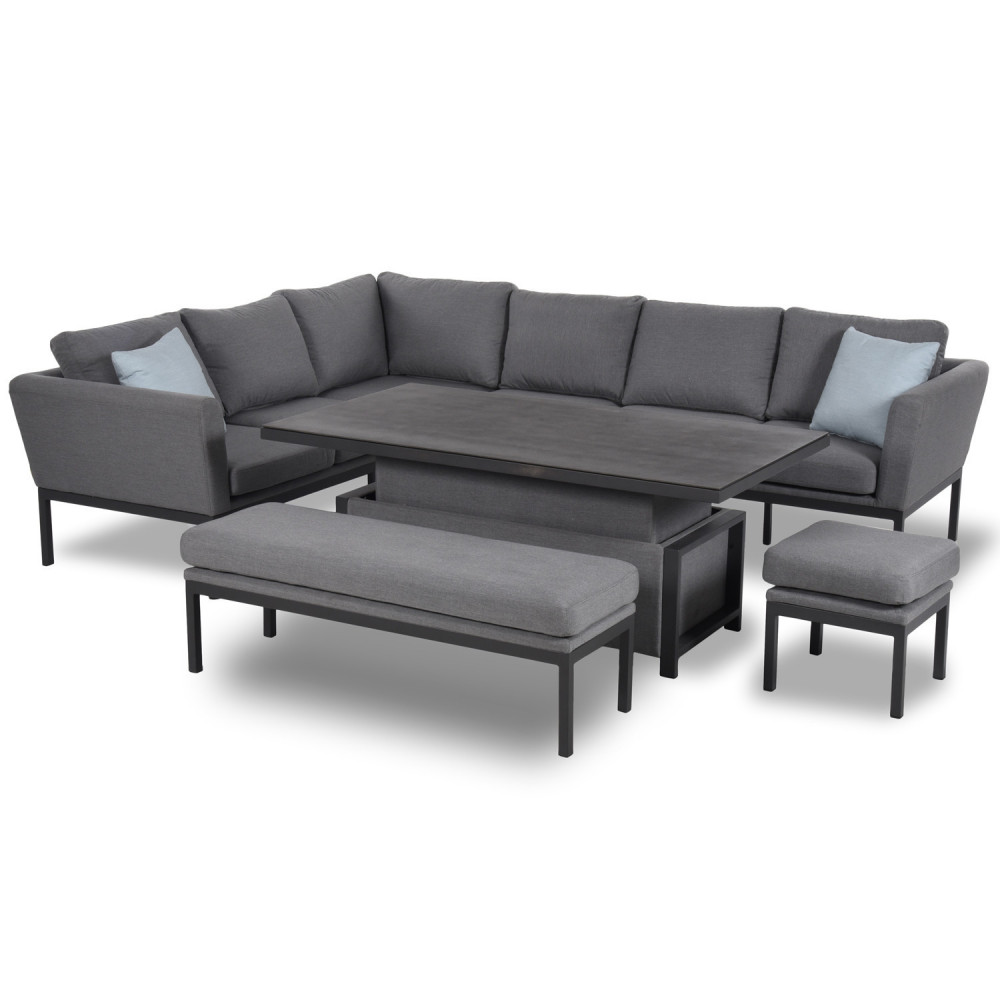Pulse Rectangular Corner Dining Set with Rising Table / Flanelle