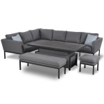 Pulse Rectangular Corner Dining Set with Rising Table / Flanelle