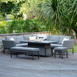 Pulse Rectangular Corner Dining Set with Rising Table / Flanelle