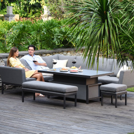 Pulse Rectangular Corner Dining Set with Rising Table / Flanelle