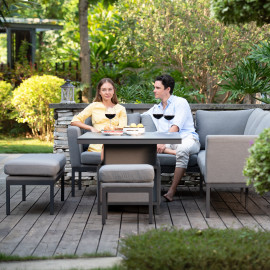 Pulse Rectangular Corner Dining Set with Rising Table / Flanelle