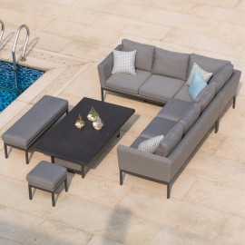 Pulse Rectangular Corner Dining Set with Rising Table / Flanelle