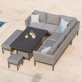 Pulse Rectangular Corner Dining Set with Rising Table / Flanelle