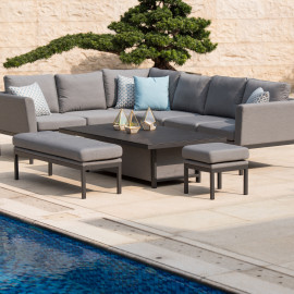 Pulse Rectangular Corner Dining Set with Rising Table / Flanelle