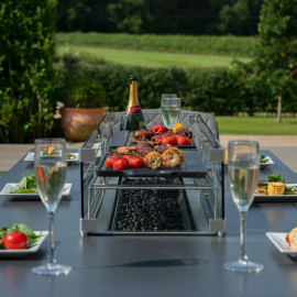 Pulse Rectangular Corner Dining Set - With Fire Pit Table / Flanelle