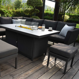 Pulse Rectangular Corner Dining Set - With Fire Pit Table / Charcoal