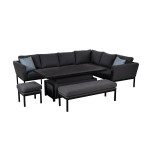 Pulse Left Handed Rectangular Corner Dining Set with Rising Table / Charcoal