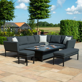 Pulse Left Handed Rectangular Corner Dining Set with Rising Table / Charcoal