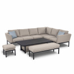 Pulse Left Handed Rectangular Corner Dining Set with Rising Table / Taupe