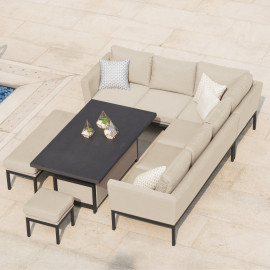Pulse Rectangular Corner Dining Set with Rising Table / Taupe