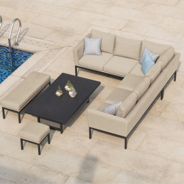 Pulse Rectangular Corner Dining Set with Rising Table / Taupe