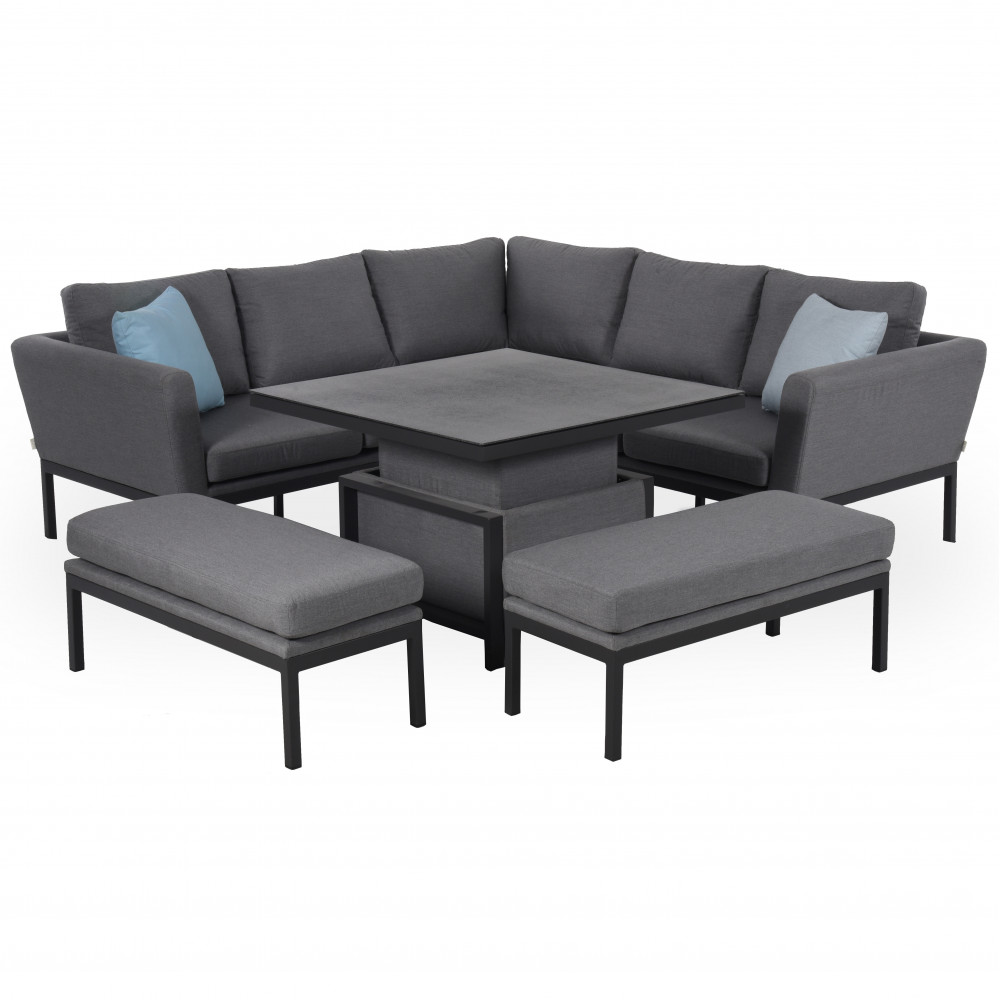 Pulse Square Corner Dining Set with Rising Table / Flanelle