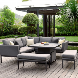 Pulse Square Corner Dining Set with Rising Table / Flanelle