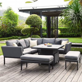 Pulse Square Corner Dining Set with Rising Table / Flanelle