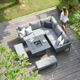 Pulse Square Corner Dining Set - With Fire Pit Table / Flanelle