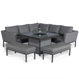 Pulse Square Corner Dining Set - With Fire Pit Table / Flanelle